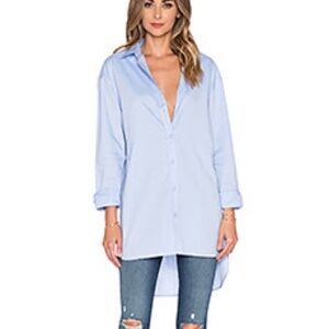 TIBI Essential Oversize Button Down Shirt in Light Blue Small $295 Retail